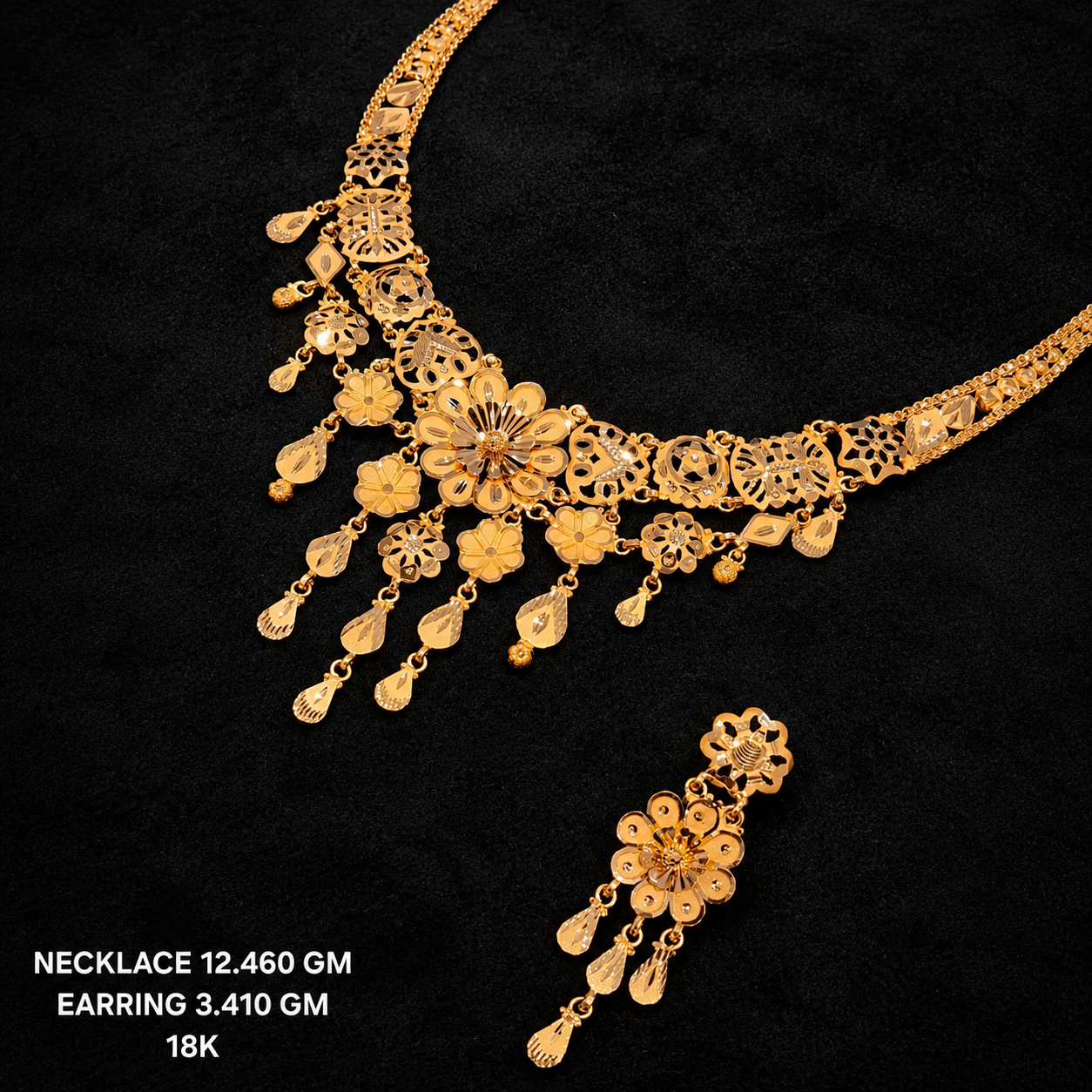 Elegant Floral Gold Jewellery Set