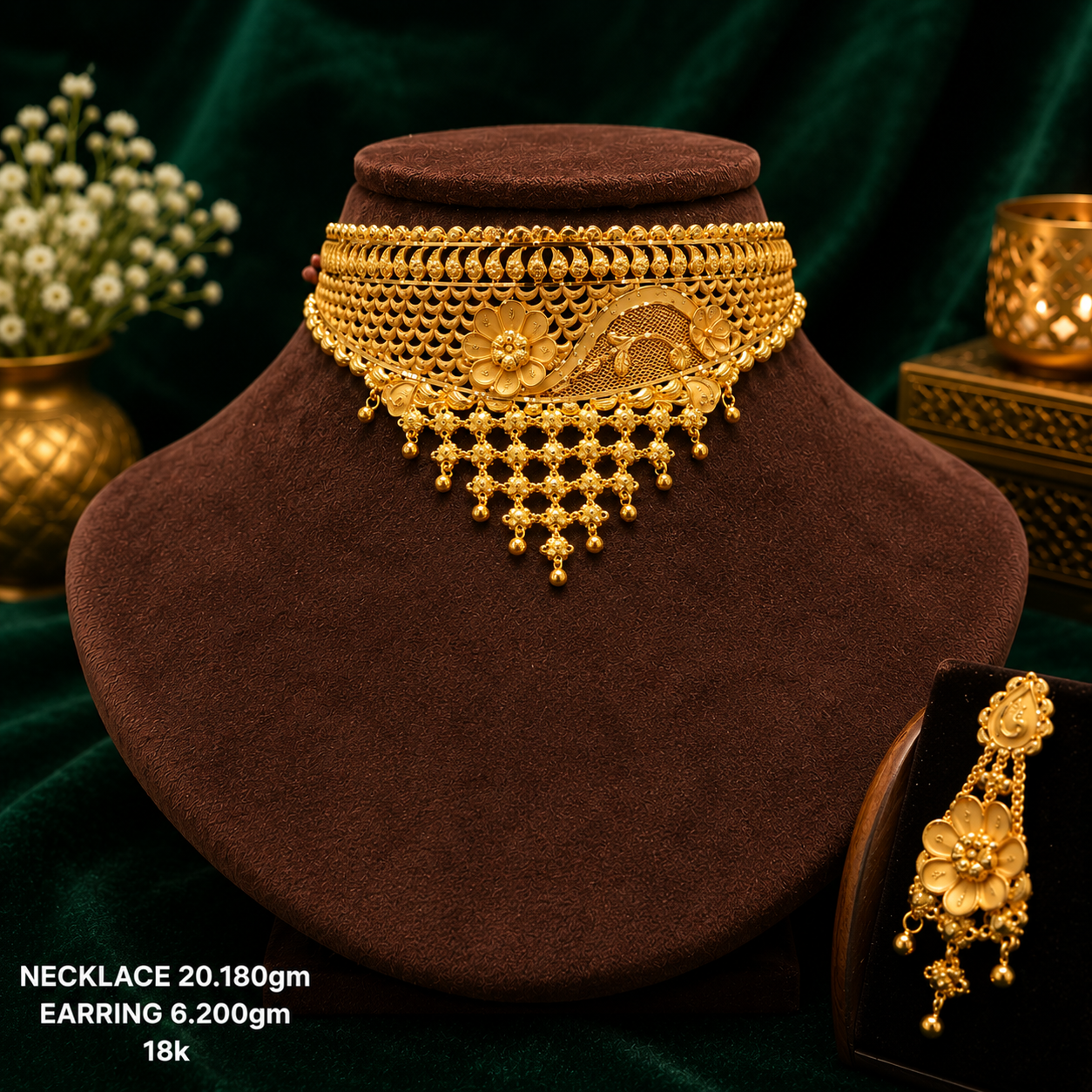 Elegant Floral Gold Choker Set
