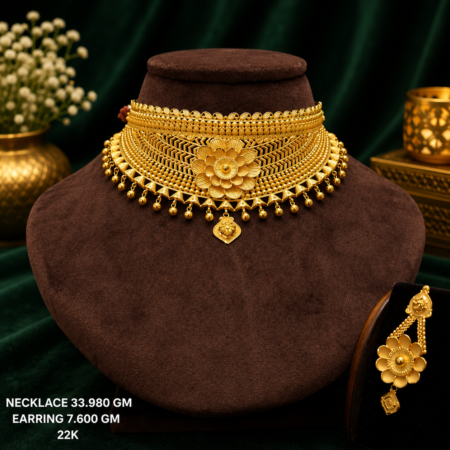 Royal Floral Gold Choker Set