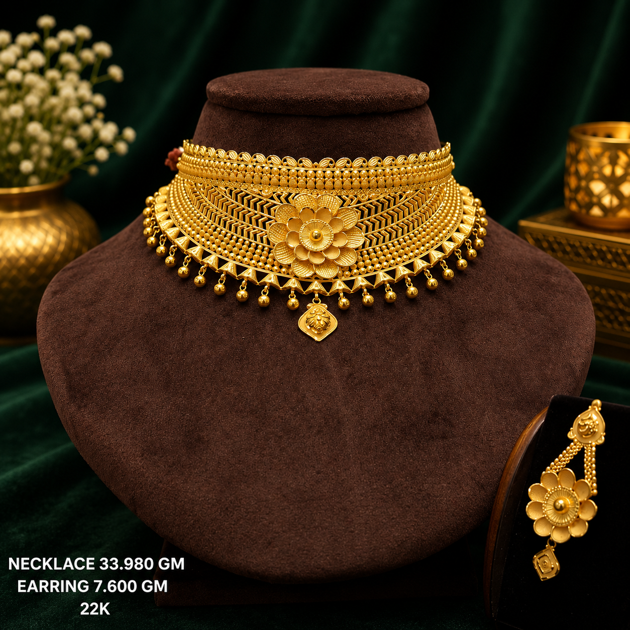 Royal Floral Gold Choker Set